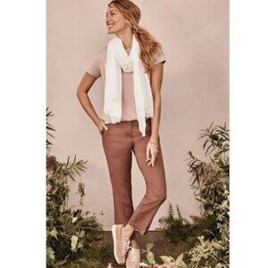 J. Jill NWT Brown Red Linen Stretch Crop Straight Pants